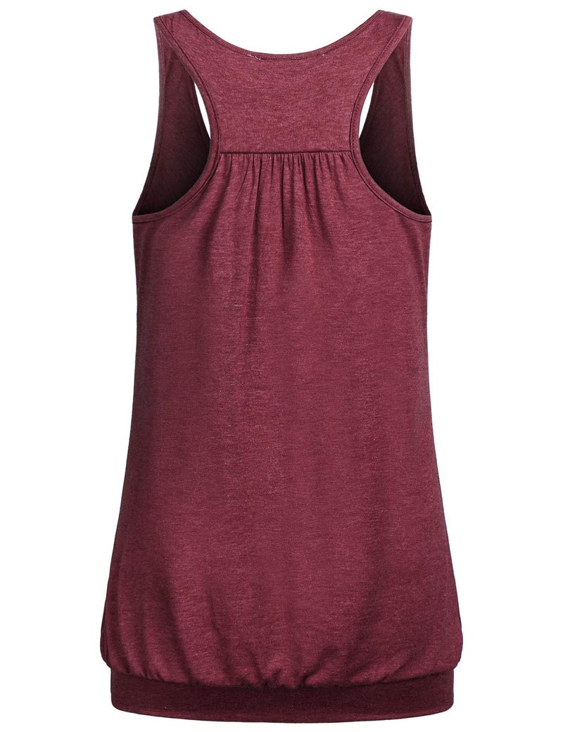 Miusey Yoga Tops Womens Sleeveless Round Neck Tops Racerback Workout Shirts Long Tank Tops Loose Fit for Women Fitness Clothes(Large, Wine Red-2) - Image 2